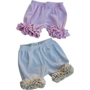 Marie Nicole 2 Piece Ruffle Hem Shorts Bundle Pink|Tan Girls 18-24 Months